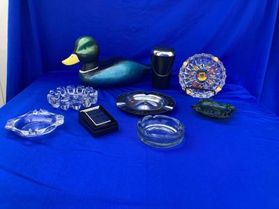 NEW AND OLD ASHTRAYS A HANDSOME MALARD DUCK & A ZIPPO