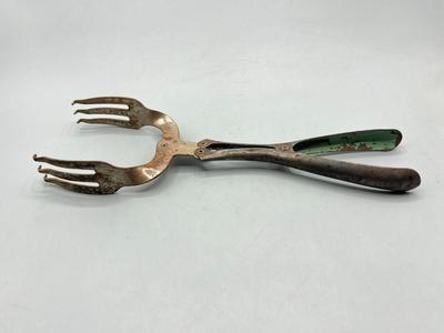 Vintage Pierced Forks Metal Salad Serving Tongs