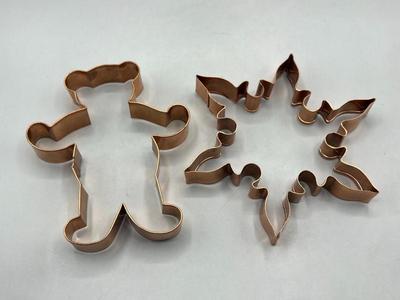 Pair of Medium Sized Metal Cookie Cutter Teddy Bear Silhouette & Snowflake Molds