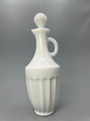 Vintage Milk Glass Decanter Oil Vinegar Bottle Cruet with Stopper