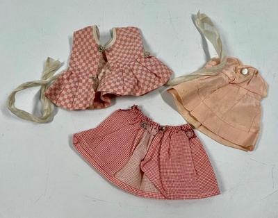 Vintage Doll Clothes - dress, skirt top - old & need washing