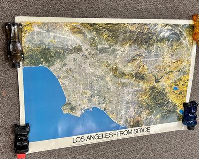 Vintage Los Angeles From Space 1987 Southern California Wall Poster