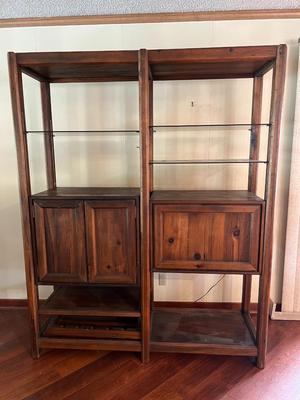 Wooden Display Cabinet Living Room Bookshelf Wine Rack Barware Unit