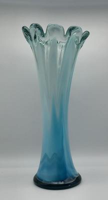 Tall Blue Art Glass Vase