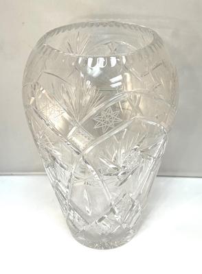 Huge High Quality cut Crystal Vase Czech Bohemian Pinwheel Tapered shape