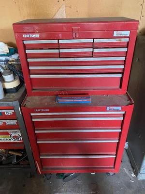 Craftsman Red Two-Piece Toolbox Roll Away Cabinet with All Tools & Hardware Included