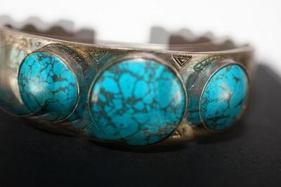 NATIVE AMERICAN TURQUOISE CUFF BRACELETS W/ NICE ENGRAVINGS