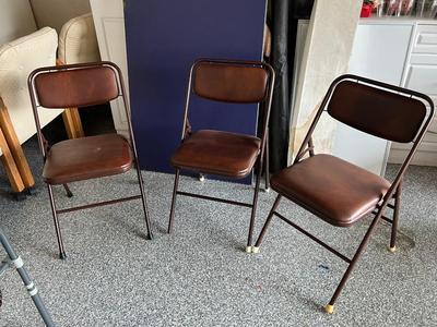 Vintage Samsonite Brown Vinyl Padding Folding Chairs