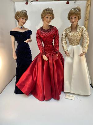 Lot of Three Princess Diana Porcelain Dolls