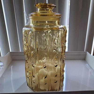 L.E. Smith Amber Canister and Lid