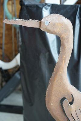 YARD ART 3FT METAL CRANE.