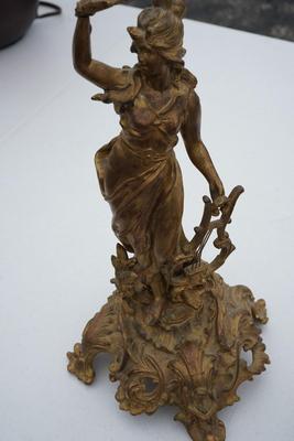 ART NOUVEAU STYLE SPELTER LADY WITH GILDED COLORED FINISH