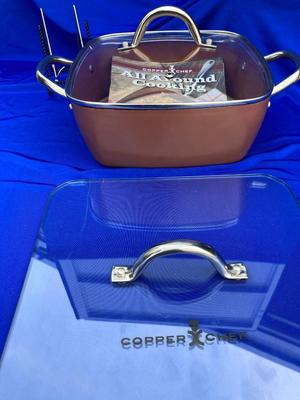 COPPER CHEF 11â€ CASSEROLE/DUTCH OVEN AND GLASS PRESS