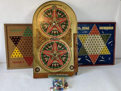 Lindstrom's Gold Star Table Top Pinball, Star Checkers, and More!