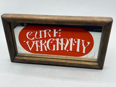 Vintage Wallace Berrie & Co. Cure Virginity Bareware Parlor Mirror Sign