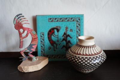 NAVTIVE AMERICAN CRAFT GROUPING TO INCLUDE KOKOPELLI TILE.