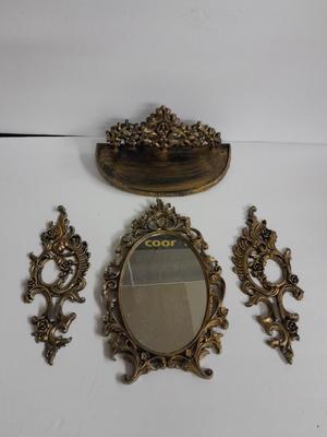 MCM Mirror with stand and matching shelf