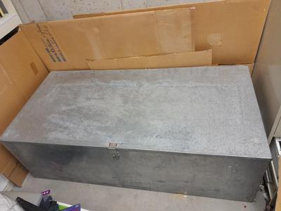 HUGE welded Galvanized metal Trunk with lock hasp Perfect storage for your treasures!