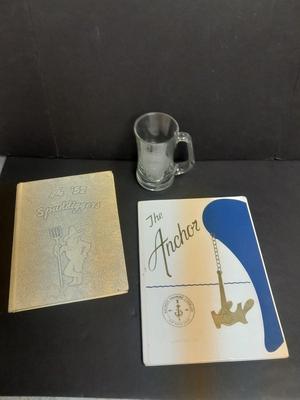 Two-year books - Gilcrest High school Spud digger -  The Archer US Navy with Atwood Glass mug