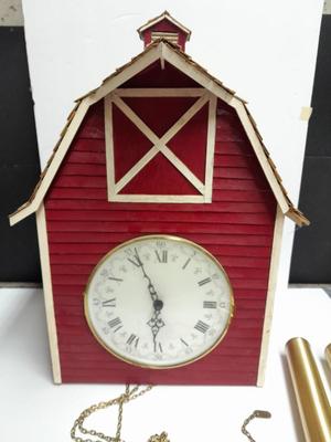 Beautiful Farm Red Barn Wall clock with West Germany clock with weights (no pendulum)