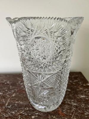 Vintage Cut Crystal  Large Glass Vase