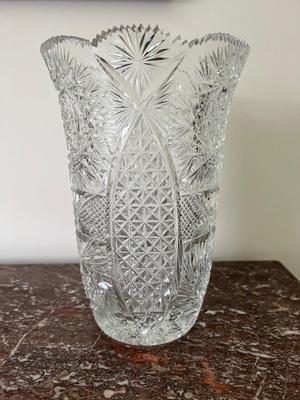 Vintage Cut Crystal  Large Glass Vase