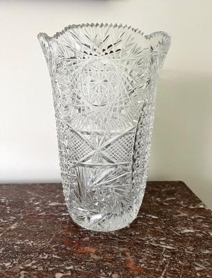 Vintage Cut Crystal  Large Glass Vase