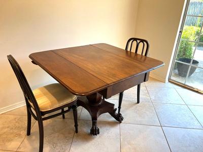 Vintage Drop Leaf Claw Foot Table & 2 Chairs*Read Details