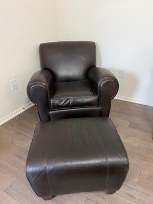 POTTERY BARN MICHAEL GOLD & BOB WILLAMS Leather Chair & Ottoman