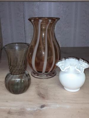 Two blown glass vases, and a Smoke Grey vase