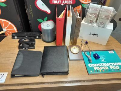 Office / School supplies, new computer speakers, 3 ring binders, more