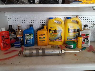 Automobile chemicals, and a Grease gun