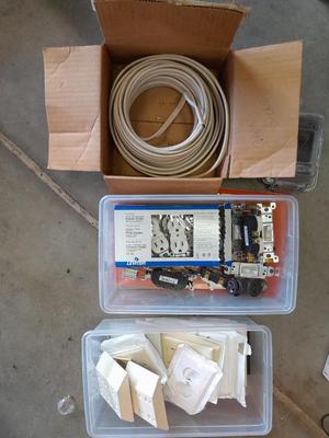 Electrical wire, light switches and outlets with an assortment of covers