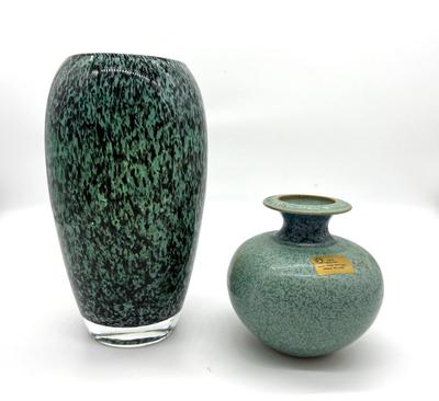 LOUIS MULCAHY Pottery & Glass Vase Hand Blown?