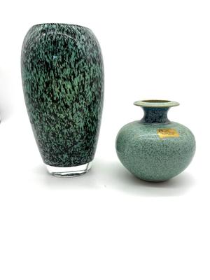 LOUIS MULCAHY Pottery & Glass Vase Hand Blown?