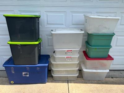 Lot of 14 Plastic Totes