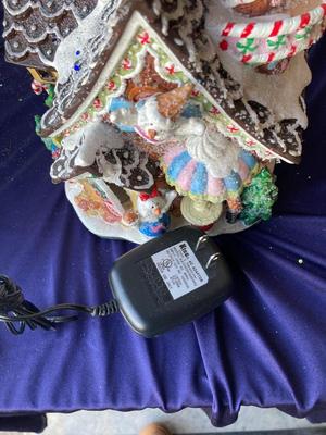 FIBER OPTIC CHRISTMAS COTTAGE AND SPARKLING FOLIAGE