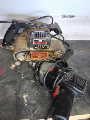 Craftsman 3-inch belt sander, and 1/2 in hammer drill