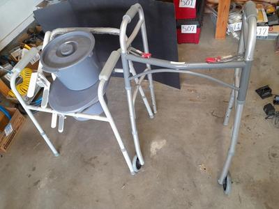 Adjustable legged Mobility walker with a Bariatric Commode