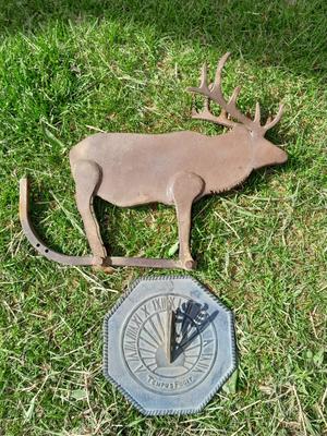 Metal elk Yard decor with metal Sundial