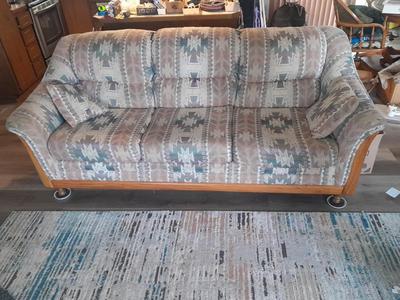 The Loren Mitchell Collection Southwestern style sofa with wood trim front (2)