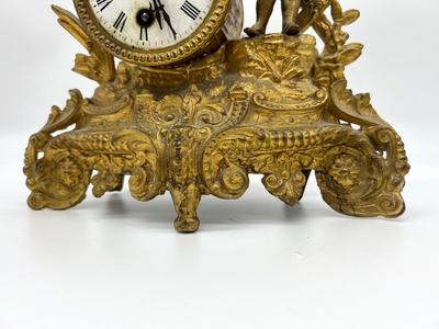 Antique  French Gilt Figural Mantle Clock *READ Details