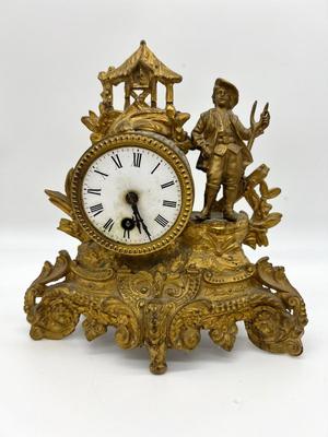 Antique  French Gilt Figural Mantle Clock *READ Details