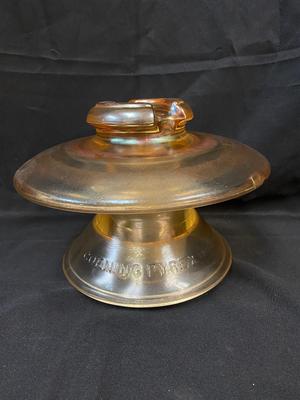 Large Vintage Corning Pyrex Marigold Luster Carnival Glass Power Line Insulator Cap #441