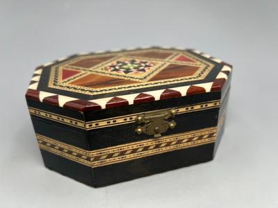 Vintage Marquetry Wood Inlay Art Deco Jewelry Box
