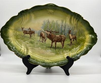 Antique W P La Belle American Porcelain China Elk Woods