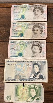 Bank Of England 20, 10, 5 and 1 Pound Note Bill