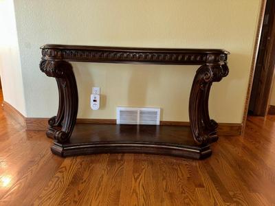 2 TIER FOYER TABLE WITH GLASS PANEL TOP