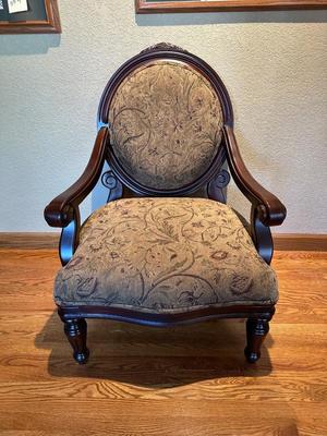 UPHOLSTERED WOODEN OCCASIONAL ARMCHAIR