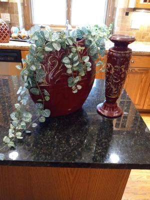 CLAY VASE AND PILLAR CANDLE HOLDER
